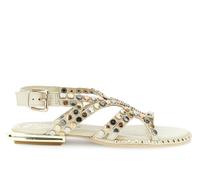 CAFèNOIR - Sandalias Mujer Planas de Piel con Tachuelas Multicolor, Sandalias de Verano Mujer Diseño Asimétrico Glamour, Tacón 2 cm, Forro y Plantilla Piel