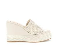 CAFèNOIR - Sandalias Tipo Pantuflas Con Cuña En Efecto Piel Sintética Tejida, Para Mujer, Color Beige, Talla 39