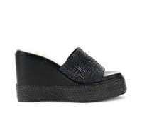 CAFèNOIR - Sandalias Tipo Pantuflas Con Cuña En Efecto Piel Sintética Tejida, Para Mujer, Color Negro, Talla 39