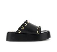 CAFèNOIR - Sandalias Tipo Pantuflas De Piel Napa Con Ojales Y Enhebrado, Para Mujer, Color Negro, Talla 39