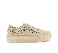 CAFèNOIR - Zapatillas De Piel con Cordones Y Cortes Láser, para Mujer, Color Beige, Talla 39