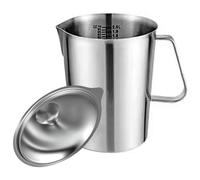 Cafes Essential - Jarra medidora con tapa de bloqueo, 500 ml, 1000 ml, 1500 ml, 2000 ml, opción de materiales de acero inoxidable antioxidante, práctica jarra espumadora de leche para café