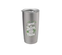Cafés más afortunados que el día de San Patricio de tréboles de cuatro hojas Vaso térmico de acero inoxidable de doble pared