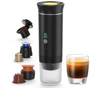 Cafetera 3 en 1 con batería, portátil con pantalla, compatible con cápsulas Nespresso y café en polvo, fría y caliente, recargable, para camping, para viajes y coches