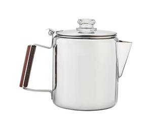 Cafetera de acero inoxidable - 17 x 12,3 x 19 cm, metal, hervidor de agua clásico, cafetera rústica para bebidas al aire libre | cocina de camping excursión marina paseo en barco equipo de