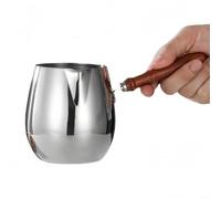 Cafetera de acero inoxidable, con mango de madera, para espumar leche derretida chocolate y salsa de calentamiento 300 ml, 420 ml, 600 ml (600 ml)