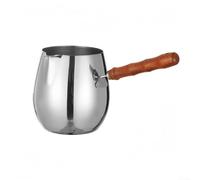 Cafetera de acero inoxidable, con mango de madera, para espumar leche derretida chocolate y salsa de calentamiento 300 ml, 420 ml, 600 ml (420 ml)