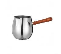 Cafetera de acero inoxidable, con mango de madera, para espumar leche derretida chocolate y salsa de calentamiento 300 ml, 420 ml, 600 ml (300 ml)