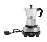 Cafetera de espresso eléctrica con base, cafetera moka con placa calefactora eléctrica, cafetera espresso pequeña con mini placa de cocción Moka, temporizador eléctrico para 3 tazas de espresso de 500