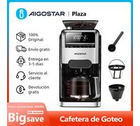 Cafetera de Goteo 2 en 1 con Molinillo, 12 Tazas, 7 Ajustes de Molienda, 3 Concentraciones, Programable 24H, Filtro Reutilizable