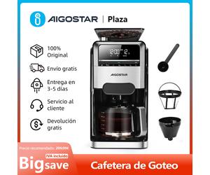 Cafetera de Goteo 2 en 1 con Molinillo, 12 Tazas, 7 Ajustes de Molienda, 3 Concentraciones, Programable 24H, Filtro Reutilizable
