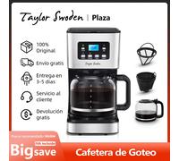 Cafetera de Goteo Eléctrica, con Filtro Reutilizable, Pantalla LCD, Programable 24 H, Auto Limpieza, Capacidad 12 Tazas, 950W Gris claro