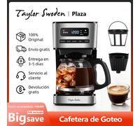 Cafetera de Goteo Eléctrica1,8 L, Pantalla LED, Programable 24 H, Modo Café Helado + 3 Niveles, Antigoteo, Filtro Reutilizable Negro