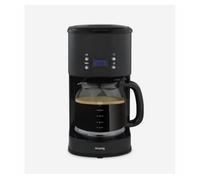 H.Koenig MG32 Cafetera Programable, Cafetera de filtro, Depósito de agua de 1,5L (12 tazas), 1000W, Jarra graduada de cristal, Pantalla LCD, Cuerpo de acero inoxidable, Negro