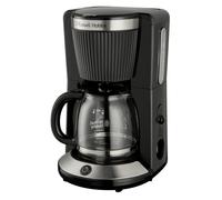 Russell Hobbs Cafetera de Goteo [1,25L, 1100W] Brontë Matte Black (Jarra de vidrio, 10-15 tazas, WhirlTech, Mantiene calor, Cuchara, Pausa para servir, Nivel agua, Luz indicadora, Negro) 26780-56