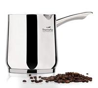 Cafetera de inducción de acero inoxidable ROSMARINO| Moderna cafetera turca Cezve con base de acero de 3 capas |También ideal para té, leche batida, cacao | (300 ml, No Inducción)