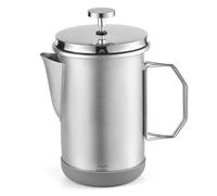 Cafetera de prensa francesa Acero inoxidable 1L Camping Portable French Press con mango plegable para elaboración de cerveza casera y aventuras al aire libre (Plata)