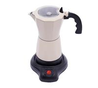 Cafetera eléctrica italiana, para 6 tazas de espresso en familias, reuniones, cafeterías, oficinas, salas de dormir, tiendas de leche y viajes, 10,2 x 19,5 cm (blanco arroz)