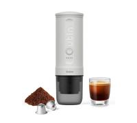 Cafetera Eléctrica Portátil OutIn Nano, Color Blanco Perla, Autocalentamiento, USB-C, Café Molido y Cápsulas NS - Ideal para Camping, Viajes, Senderismo