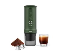 Cafetera eléctrica portátil OutIn Nano, color verde bosque, autocalentable, USB-C, para café molido y cápsulas NS - Ideal para camping, viajes, senderismo