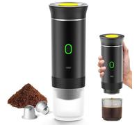 Cafetera espresso 3 en 1, cafetera multicápsulas con autocalentamiento de 4 a 6 minutos, para cápsulas pequeñas o grandes y café molido, cafetera portátil para oficina y hogar (color negro)