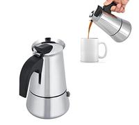 Cafetera Espresso, Cafetera Moka de Acero Inoxidable, Cafetera Portátil de Acero Inoxidable para el Hogar, Compatible con Estufas de Gas y Alcohol (100 ml)