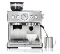 Cafetera espresso de 20 bares con trituradora, descalcificador automático,Cafetera espresso Semi-automática de acero inoxidable con espumador de leche, 4 temperaturas, 2.8 L Depósito extraíble para