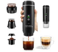 Cafetera Espresso Portátil, 3 en 1 Máquina de Café Eléctrica Compatible con Cápsulas Nespresso & Café Molido, Autocalentamiento, USB Recargable, Presión de 25 Bar, para Viajes Camping Coche Oficina