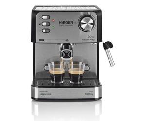 Cafetera Espresso Semi-automática Haeger CM-85B.011A 1,6L 850W acero inoxidable negra