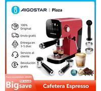 Cafetera Espresso Semiautomática y Caphtuccino, 20 Bares, Compatible con Cápsulas y Café Molido, 1 o 2 Tazas, Espumador de Leche Rojo