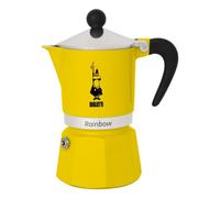 Cafetera Italiana Bialetti Rainbow 6 tazas aluminio negra y amarilla