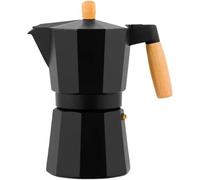 BRA Market | Cafetera 9 tazas (425 ml), cuerpo de aluminio, asa y pomo de madera de haya natural, full induction, apta para todo tipo de cocinas incluida inducción