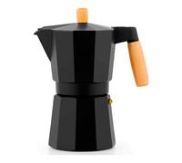 BRA Market | Cafetera 12 tazas (610 ml), cuerpo de aluminio, asa y pomo de madera de haya natural, full induction, apta para todo tipo de cocinas incluida inducción