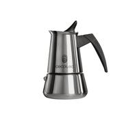 Cecotec Cafetera Italiana Piccolina 200, Capacidad 100 ml para 2 tazas, Diseño elegante en Acero, Filtro de Acero Inoxidable, Apta para todas las superficies, Válvula de seguridad, Cierre silicona