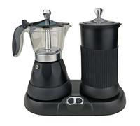 Cafetera italiana con espumador de leche y vaporizador de 5 tazas 2 en 1, juego de café moca para capuchino, moca, latte macchiato (negro)