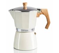 Cafetera Italiana Haeger MOKA Pot 6 Tazas Aluminio Baquelita Beige