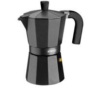 Monix Vitro Noir Cafetera Italiana de Aluminio, 12 Tazas de Capacidad, Mango termoresistente, Recubrimiento Antiadherente, Fácil de Lavar, Apta para Vitrocerámicas y Cocinas de Gas, Negro