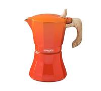 Oroley - Cafetera Italiana Petra | Base de Acero Inoxidable | Cafetera Inducción, Vitrocerámica, Fuego y Gas | Estilo Tradicional (Naranja, 9 Tazas)