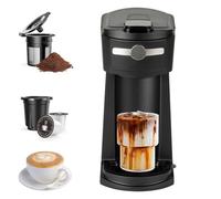 Cafetera K 2 en 1, tamaños de infusión de 6 a 14 onzas, apagado automático, filtro reutilizable, utiliza cápsulas de café, café molido y té de hojas sueltas