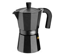 Monix Vitro Noir Cafetera Italiana de Aluminio, 12 Tazas de Capacidad, Mango termoresistente, Recubrimiento Antiadherente, Fácil de Lavar, Apta para Vitrocerámicas y Cocinas de Gas, Negro