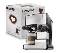 Cafetera para espresso, cappuccino y latte Breville PrimaLatte | Bomba italiana con 15 bar | Adecuado para café molido y monodosis | Depósito para tratamiento de leche integrado | Color Plata
