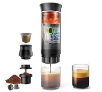 Cafetera Portátil Cápsula de Espresso 3 en 1, Cafetera Multicápsulas con Autocalentamiento de 4 a 6 Minutos, para Cápsulas Pequeñas o Grandes y Café Molido, Cafetera Portátil para Oficina y Hogar
