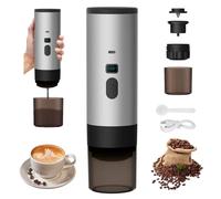 Cafetera, portátil, máquina de café con pilas, 72 W, cafetera de cápsulas 3 en 1, calefacción inteligente 90 °C, 90 ml, para viajes o camping (gris)