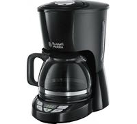Russell Hobbs Cafetera de Goteo [1,25l, 12 tazas pequeñas / 10 tazas grandes, digital, programable] Textures Plus (tecnología de rociado avanzada, filtro extraíble, cuchara medidora, negro) 22620-56