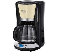 Russell Hobbs Cafetera de Goteo Colours Plus - 15 Tazas, Jarra Cristal 1,5L, Soporte Filtro Extraíble, Tecnología WhirlTech, Cuchara Medidora, Pantalla LCD, Programable, Negro y Crema - 24033-56