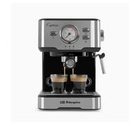 Orbegozo EX 5500 - Cafetera Espresso y Cappuccino, 20 Bar de Presión, Termómetro, Depósito Extraíble 1,5 L, Vaporizador, 1100 W, Acero Inoxidable