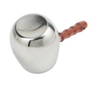 Cafetera turca de acero inoxidable con mango de madera y bloqueo de inclinación por goteo para control de vertido de grado profesional (300 ml)