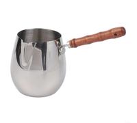 Cafetera turca de acero inoxidable con mango ergonómico de madera para un manejo seguro al preparar café caliente o derretir chocolate (600 ml)