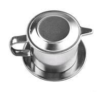 Cafetera vietnamita de acero inoxidable con filtro de goteo de 50 ml/100 ml de capacidad, percolador plateado para auténtica preparación de estilo Vietnam para cocina pequeña