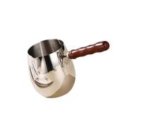 Cafeteras de acero inoxidable con lateral de madera, 420ml | lateral de madera con cuerpo de acero inoxidable y boquilla vertedora para espumar leche expreso, servicio de